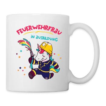 Feuerwehrfrau in Ausbildung Feuerwehr Kind Einhorn - Tasse - Weiß - Rechts