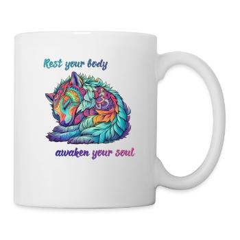 Awaken your soul - Rainbow Ghost Wolf - Mug - white - Right