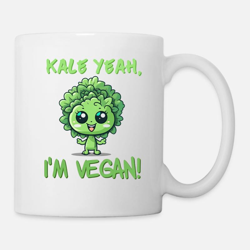 Kale oui je suis végétalien - chou frisé - Mug blanc - blanc