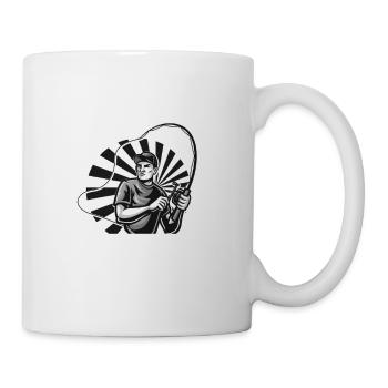 Meister mit Rute Angel Fischen Zubehör Geschenk - Tasse - Weiß - Rechts