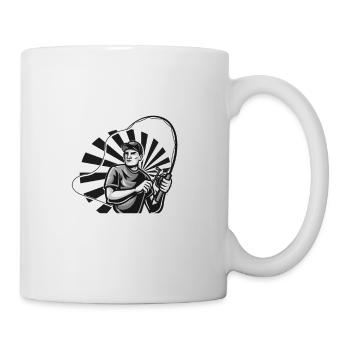 Meister wirft Rute Angel Fischen Zubehör Geschenk - Tasse - Weiß - Rechts