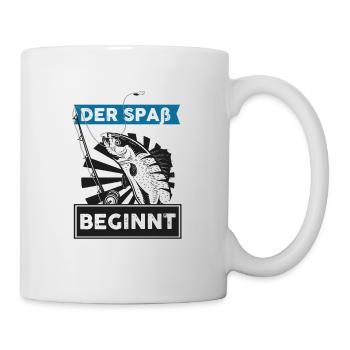 Rute raus der Spaß beginnt Angel Fischen Geschenk - Tasse - Weiß - Rechts