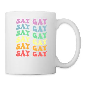LGBTQ sagen Gay Pride LGBT Regenbogenflagge Farbe Retro - Tasse - Weiß - Rechts