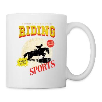 Riding Horse Rider Jumping Sport Vintage Retro - Mug - white - Right