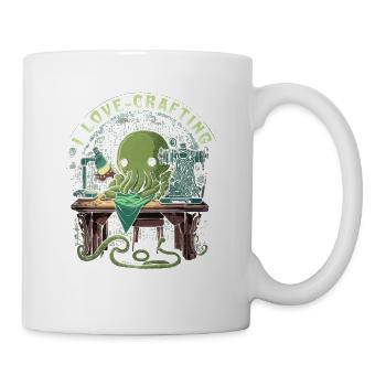 Cthulhu J’adore l’artisanat, Drôle Mignon Coudre Cthulhu - Mug blanc - blanc - Droite