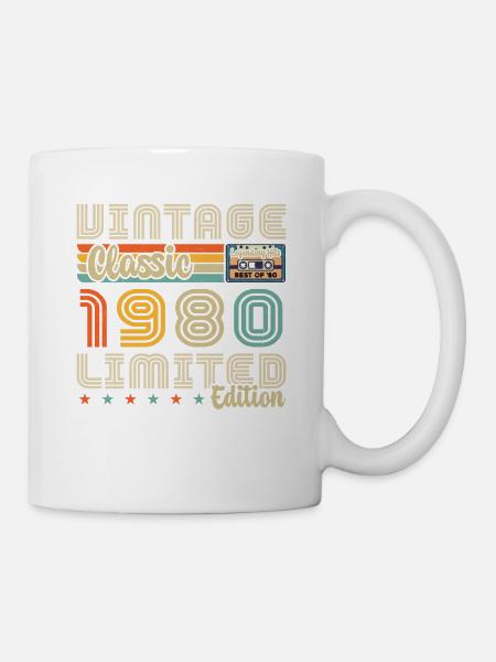 Vintage Nées En 1980 Cadeau D'anniversaire - Mug blanc - blanc