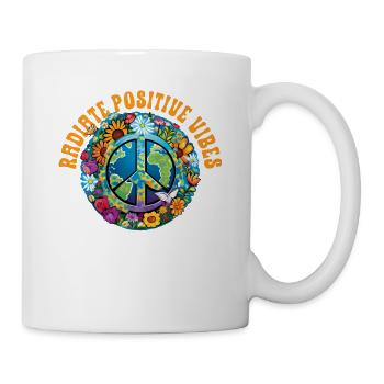 Hippie Peace Sign Peace Flowers Flower Child - Mug - white - Right