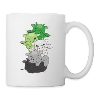 Aromantik Flag Pride LGBTQ süßer Drache Stapel - Tasse - Weiß - Rechts