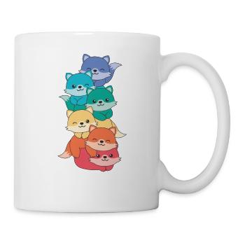 Regenbogen Flag Pride LGBTQ süßer Fuchs Stapel - Tasse - Weiß - Rechts