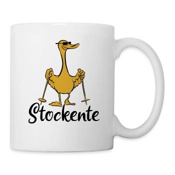 Stockente - Ente mit Stöcken - Walking - Tasse - Weiß - Rechts