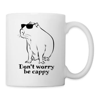 Don't worry be cappy - Capybara sketch - Tasse - Weiß - Rechts