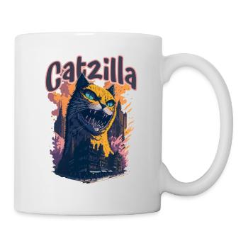 Catzilla Unleashed Funny Cartoon-Style Feline - Tasse - Weiß - Rechts