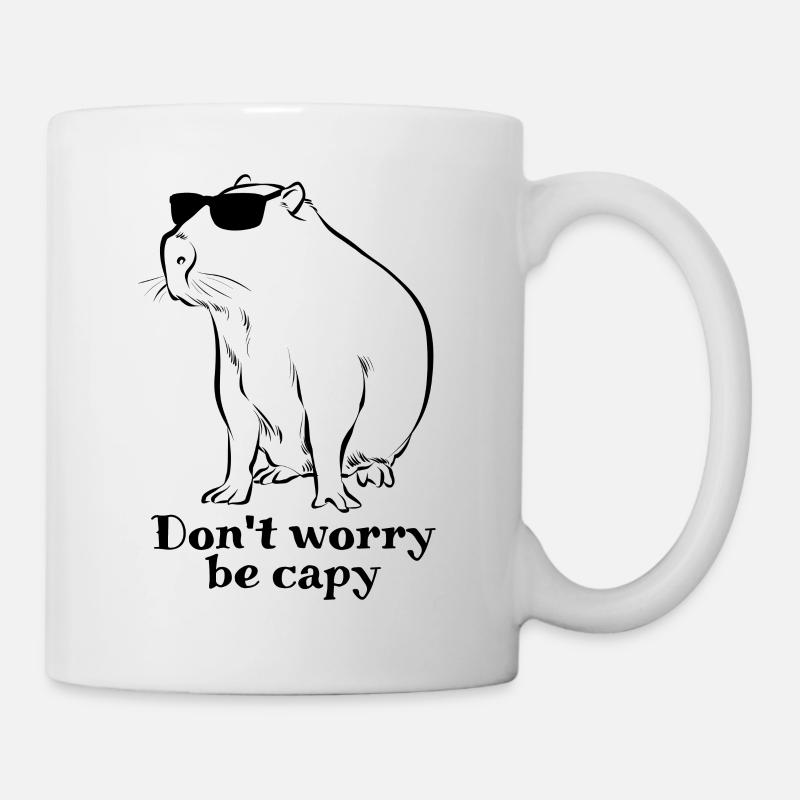 Don't worry be capy - Capybara drawing - sketch - Mug - white