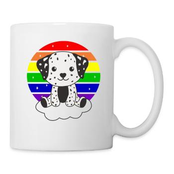 Dalmatian colorful rainbow for kids cute dog - Mug - white - Right