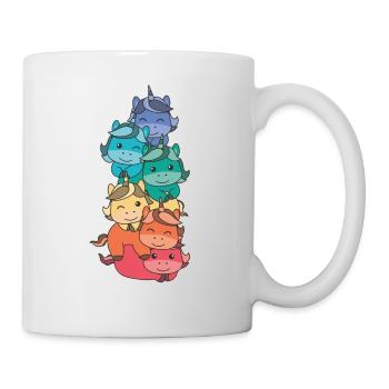 Regenbogen Flag Pride LGBTQ süßer Einhorn Stapel - Tasse - Weiß - Rechts
