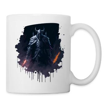 Dark knight with flames of fire as weapons - Mug - white - Right
