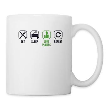 Eat Sleep Love Plants Repeat Gartenbau Gärtner - Tasse - Weiß - Rechts