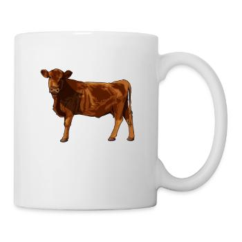 Dessin d’un Angus rouge - Mug blanc - blanc - Droite