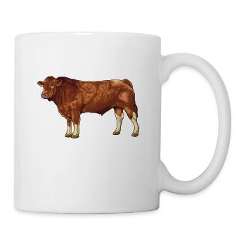 Drawing of a Gelbvieh cattle - Mug - white - Right
