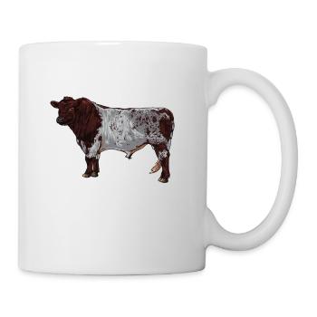 Drawing of a Shorthorn cow - Mug - white - Right