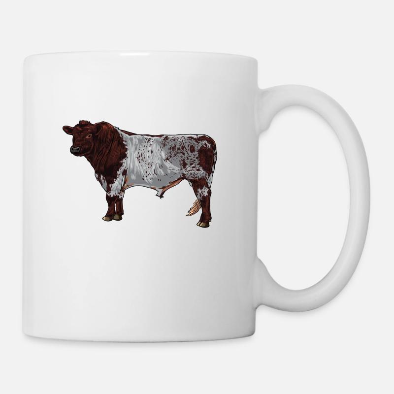 Dessin d’une vache Shorthorn - Mug blanc - blanc