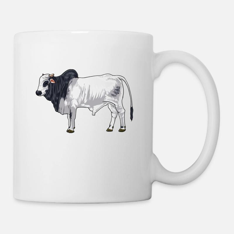 Dessin d’une vache brahmane - Mug blanc - blanc
