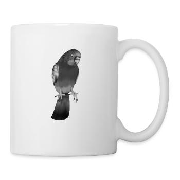 Dessin en noir et blanc d’une perruche - Mug blanc - blanc - Droite