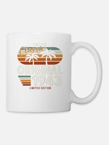 80. Geburtstag Mann Jahrgang 1943 Vintage - Tasse - Weiß