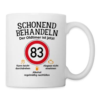83. Geburtstag Schonend Behandeln Oldtimer Ist 83 - Tasse - Weiß - Rechts