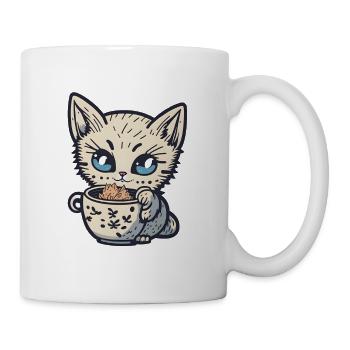Kawaii Kitty with a Cup - Mug - white - Right
