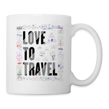 Reiselust Stempel Flug Reisen Urlaub Kreuzfahrt - Tasse - Weiß - Rechts