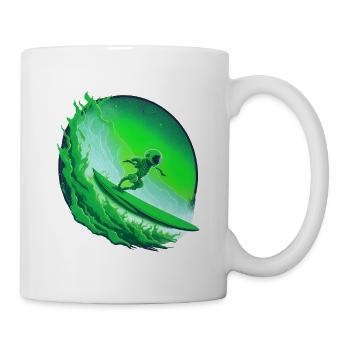 Galactic Green Alien Surfer - Mug - white - Right