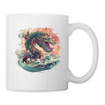 Asiatisch Drache Anime Japanisch Meer Wellen - Tasse - Weiß - Rechts