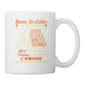 1 an de Mariage | Noces De Coton - Mug blanc - blanc - Droite