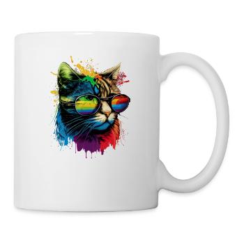 Rainbow Flag Gay Pride LGBTQ Katzen süße Katze - Tasse - Weiß - Rechts