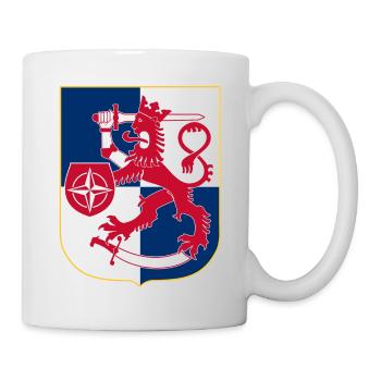 Finnland Löwenwappen, Schild mit NATO-Logo - Tasse - Weiß - Rechts