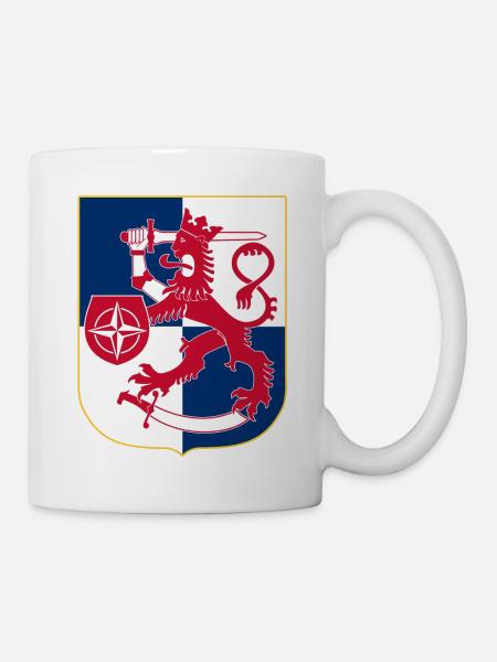 Finnland Löwenwappen, Schild mit NATO-Logo - Tasse - Weiß