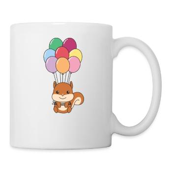 Eichhörnchen fliegt mit bunten Luftballons nach - Tasse - Weiß - Rechts