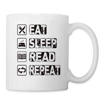 Eat Sleep Read Repeat - Tasse - Weiß - Rechts