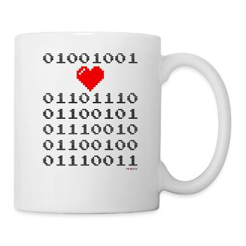 I Love Nerds T-Shirt - I Heart Nerds in Binary - Tasse - Weiß - Rechts