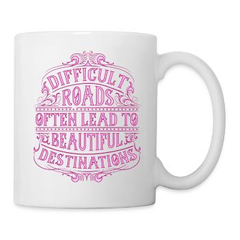 Les chemins difficiles mènent souvent à de beaux objectifs - Mug blanc - blanc - Droite