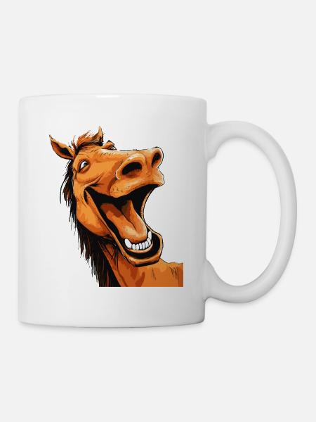 Laughing Horse Funny Funny Humor Crazy Ugly - Mug blanc - blanc