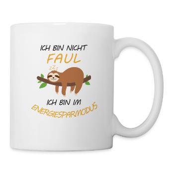 Faultier Energiesparmodus Fauler Faultierspruch - Tasse - Weiß - Rechts