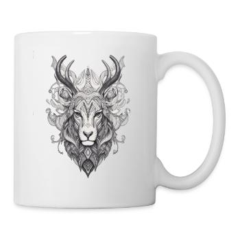 Wild Abstrakt linie Hirsch Tier Design - Tasse - Weiß - Rechts