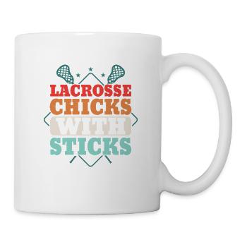 Lacrosse Chicks With Sticks Girl Woman Player - Tasse - Weiß - Rechts