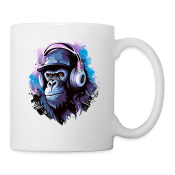 Gorilla Musik Kopfhörer Musik Affe - Tasse - Weiß - Rechts