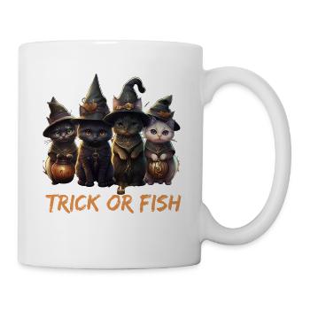 Trick Or Fish Halloween Katzen als Hexen - Tasse - Weiß - Rechts