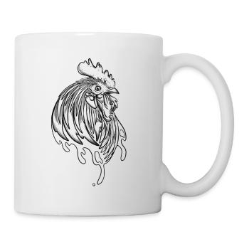 Rooster tattoo design chicken breeding on the farm - Mug - white - Right