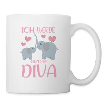 Werde Große Diva Elefanten Schwestern - Tasse - Weiß - Rechts