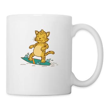 Léopard sur la planche de surf Big cat Predator - Mug blanc - blanc - Droite
